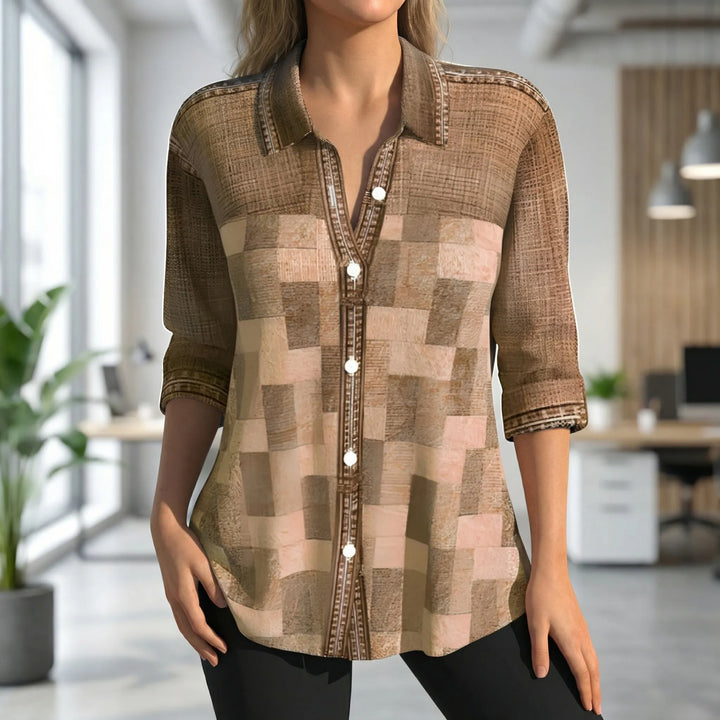 Venlura - Blusa de manga larga con botones delanteros