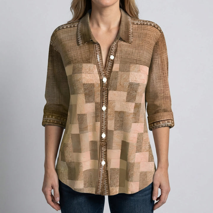 Venlura - Blusa de manga larga con botones delanteros