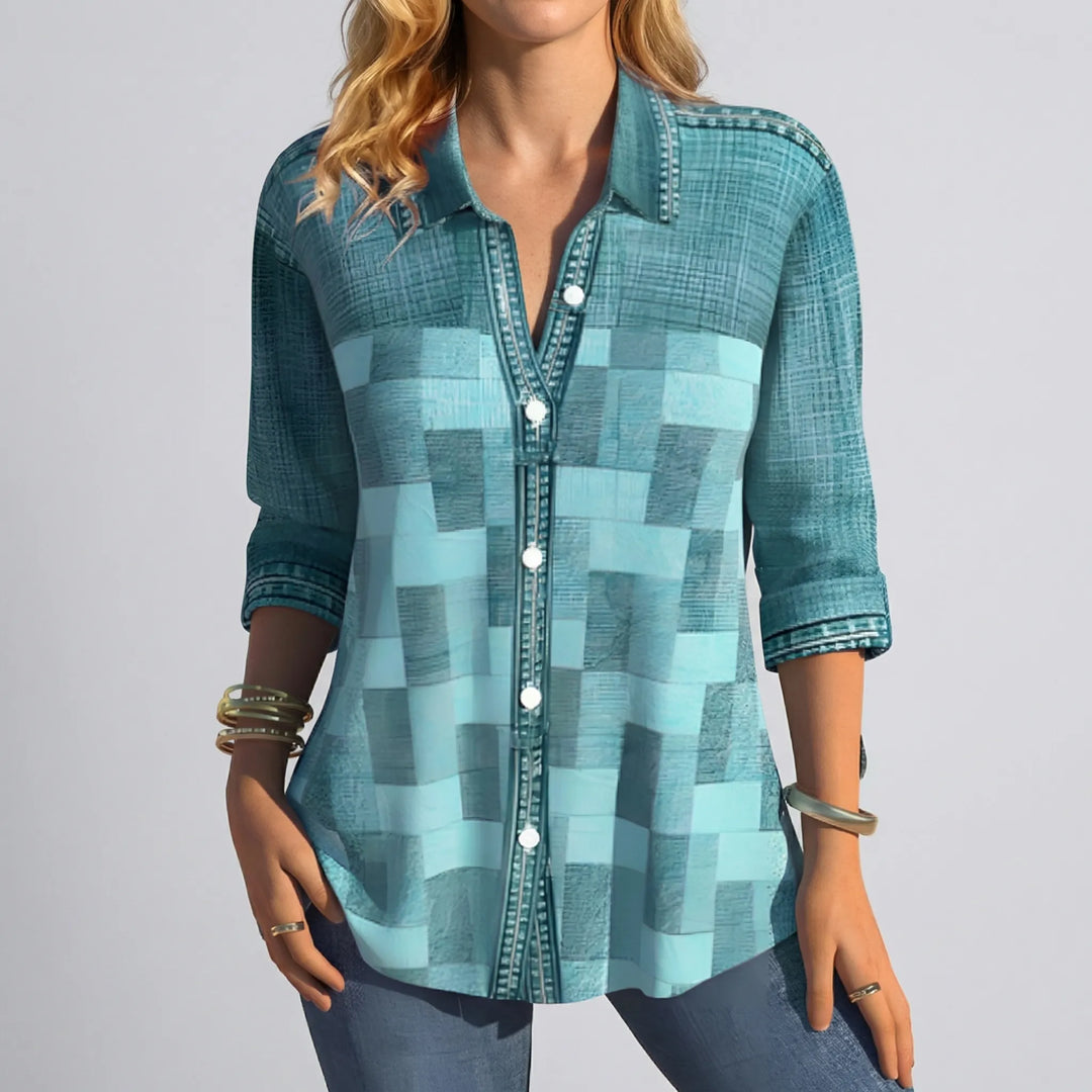 Venlura - Blusa de manga larga con botones delanteros