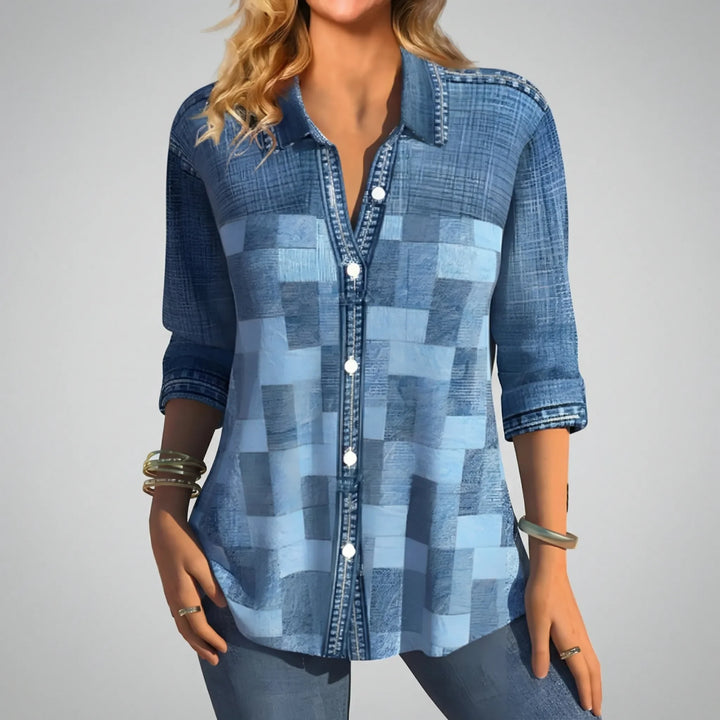 Venlura - Blusa de manga larga con botones delanteros