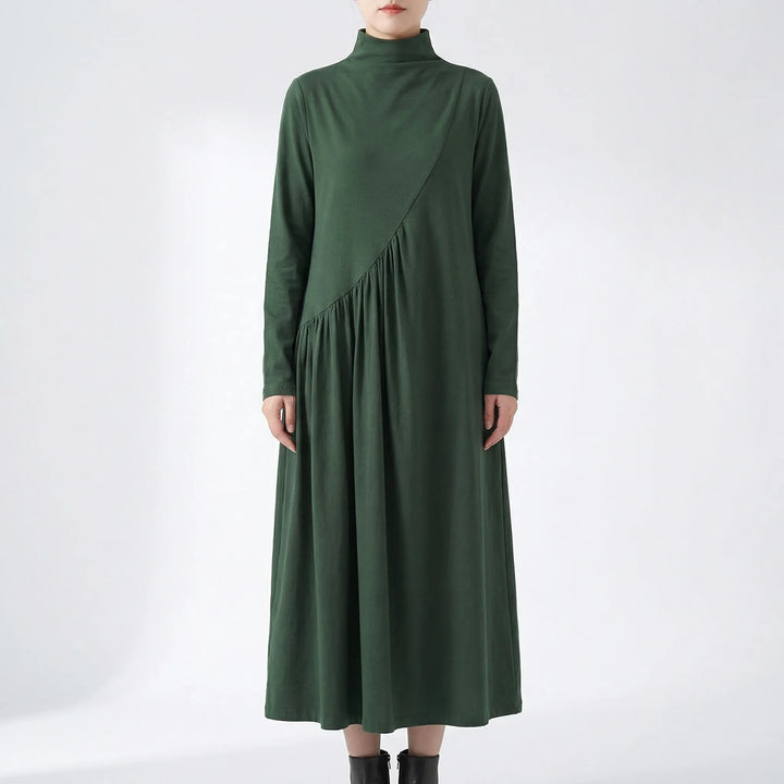 Verdalia - Vestido largo de cuello alto y manga larga