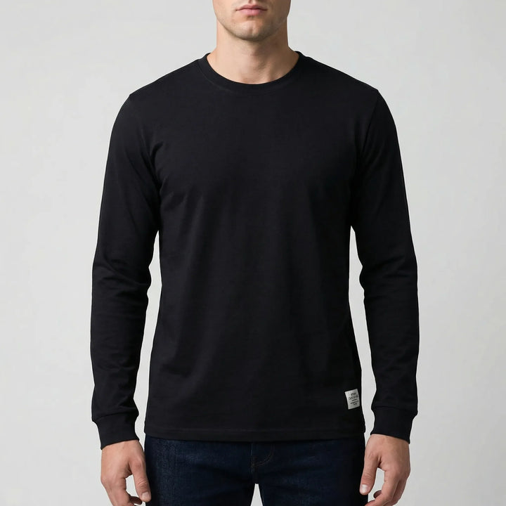 Vestalo - Camisa de manga larga con cuello redondo para hombre