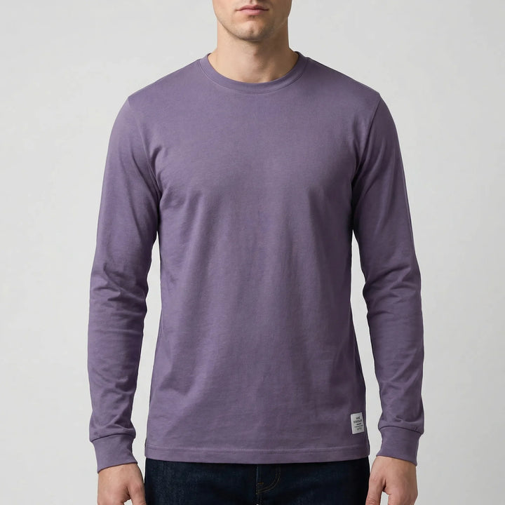 Vestalo - Camisa de manga larga con cuello redondo para hombre