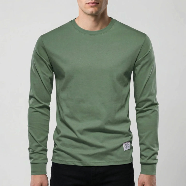 Vestalo - Camisa de manga larga con cuello redondo para hombre