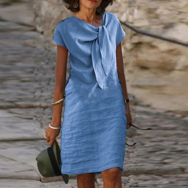 Isabella – Vestido Sheath Elegante de Manga Corta para Mujeres (Largo Mini)