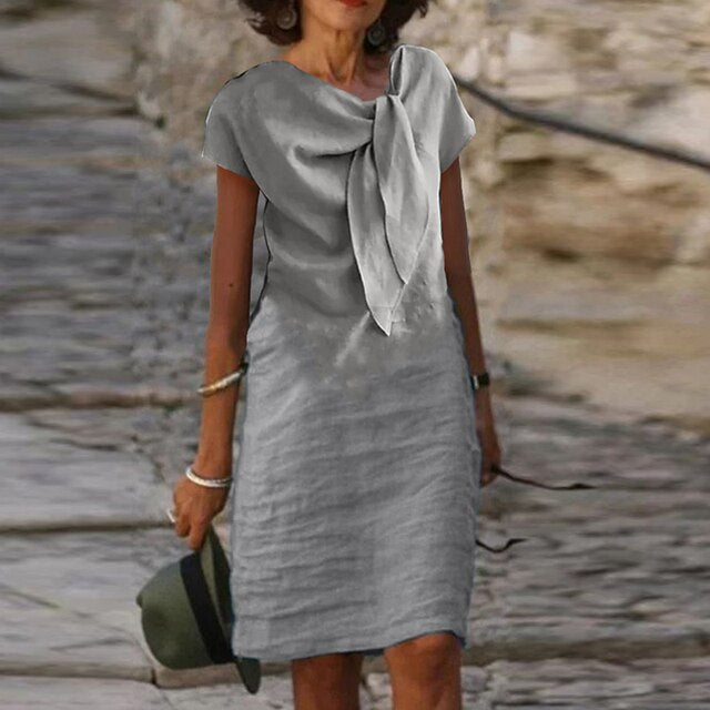 Isabella – Vestido Sheath Elegante de Manga Corta para Mujeres (Largo Mini)