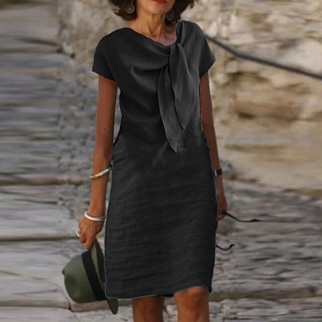 Isabella – Vestido Sheath Elegante de Manga Corta para Mujeres (Largo Mini)