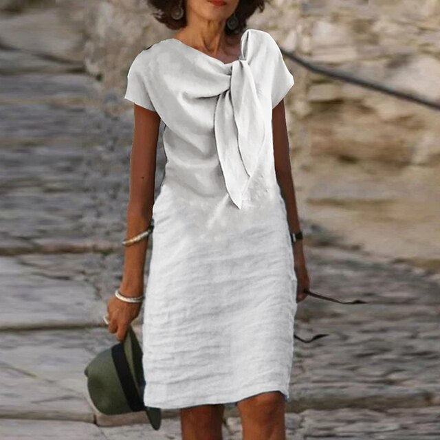 Isabella – Vestido Sheath Elegante de Manga Corta para Mujeres (Largo Mini)