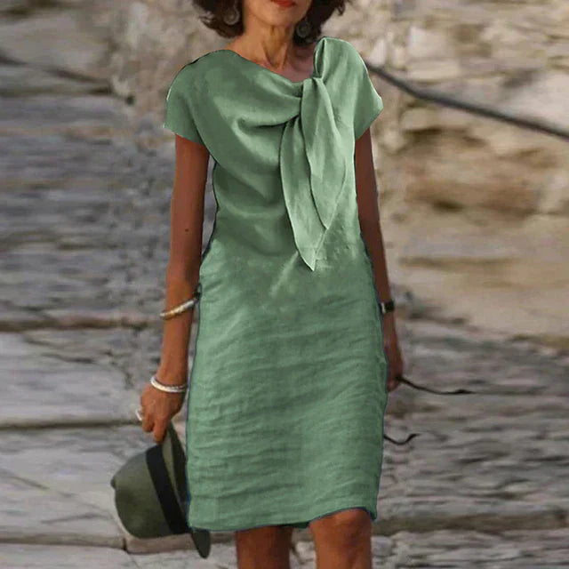 Isabella – Vestido Sheath Elegante de Manga Corta para Mujeres (Largo Mini)
