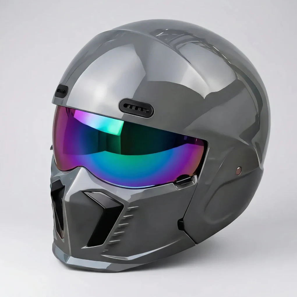 Vexorn - Casco integral retro para motocicleta estilo piloto