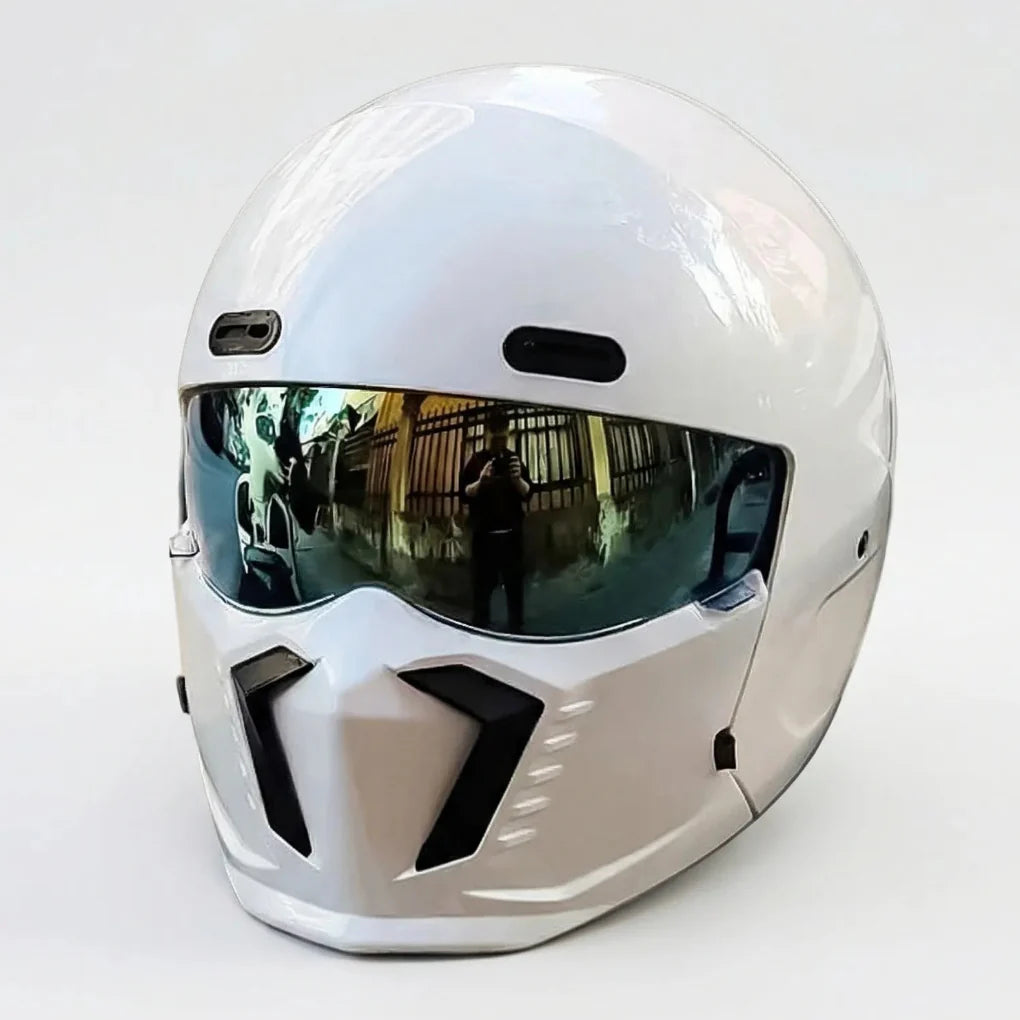 Vexorn - Casco integral retro para motocicleta estilo piloto