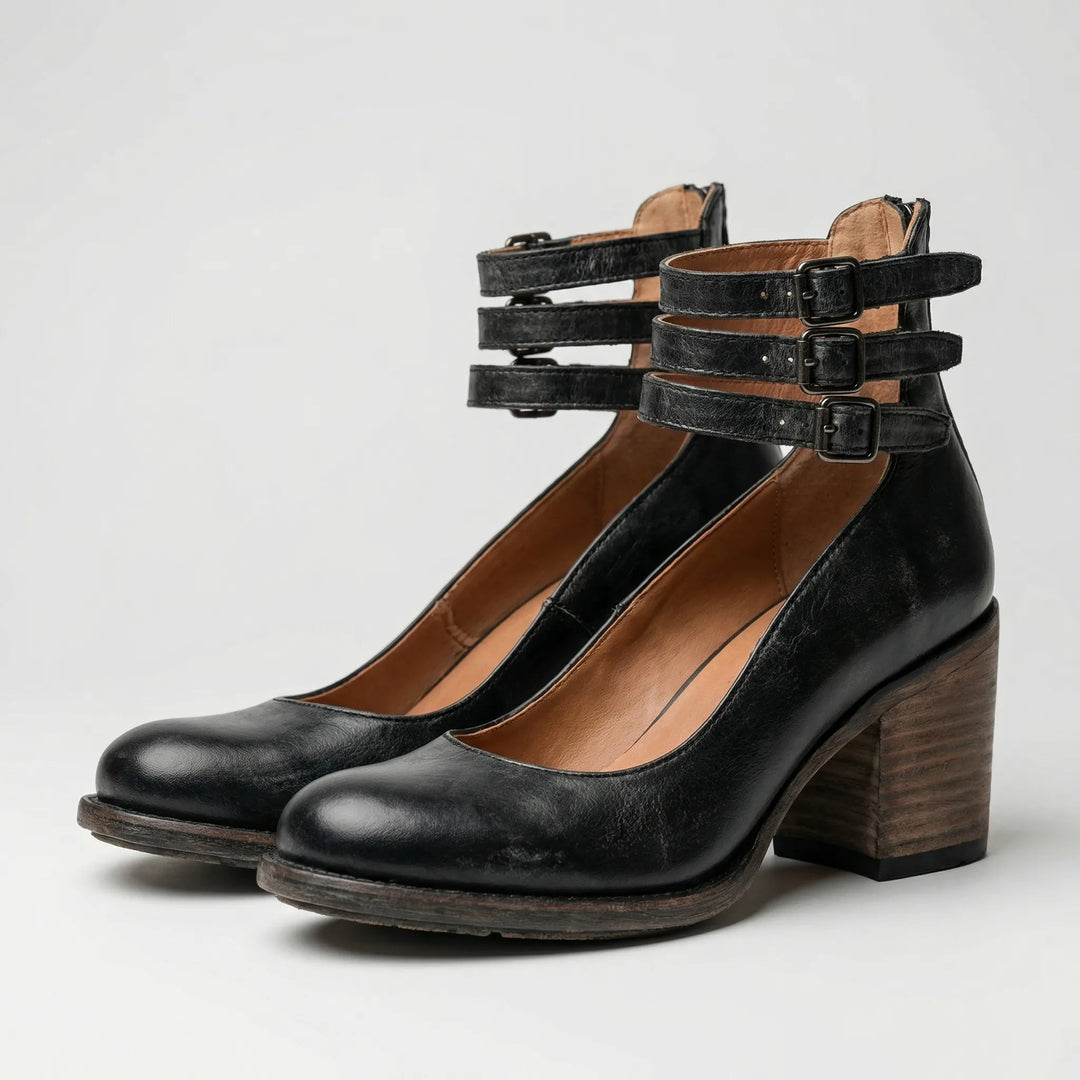 Vintrella - Zapatos de tacón grueso de inspiración vintage