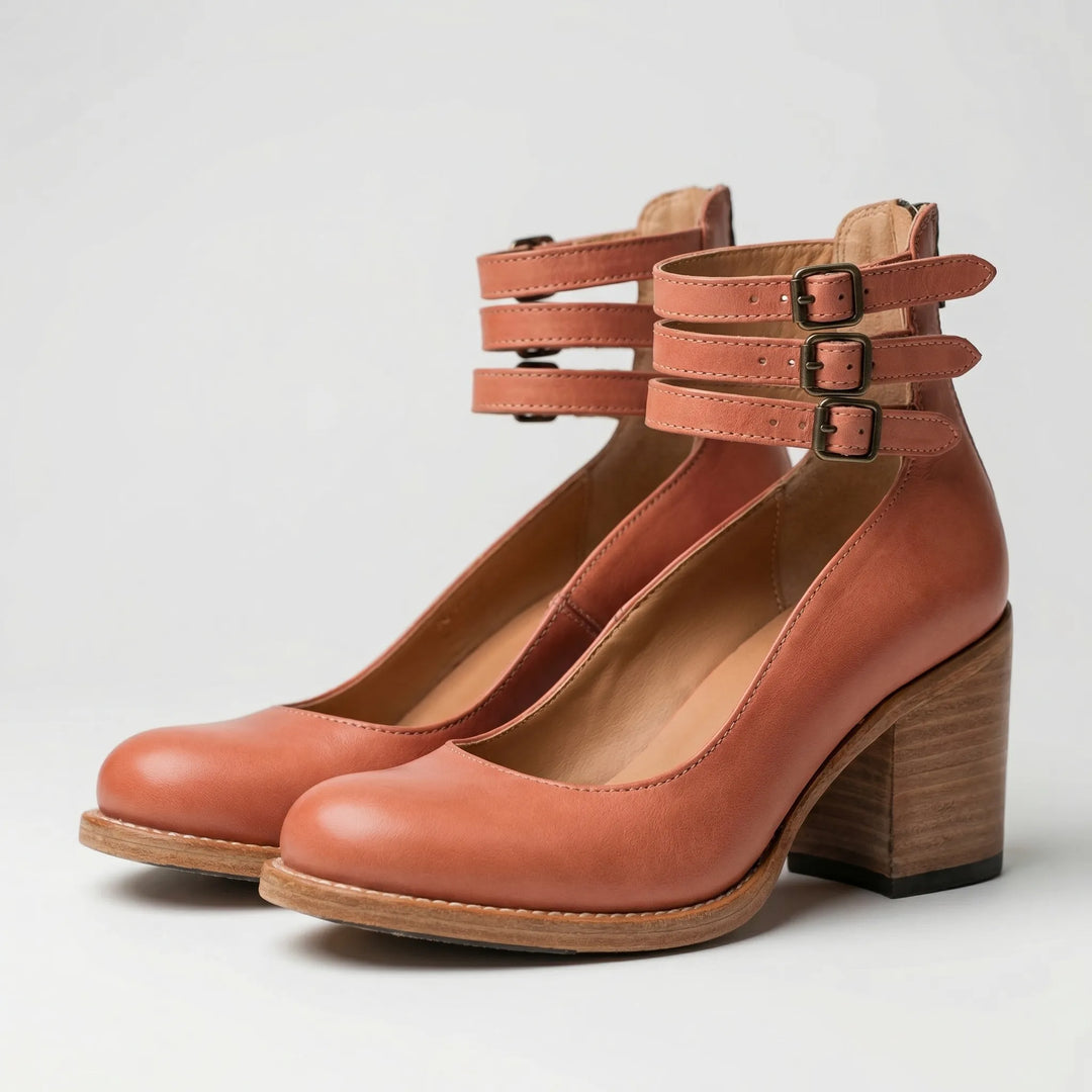 Vintrella - Zapatos de tacón grueso de inspiración vintage