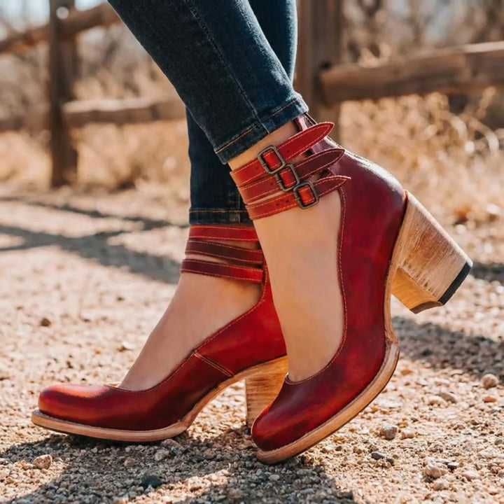 Vintrella - Zapatos de tacón grueso de inspiración vintage