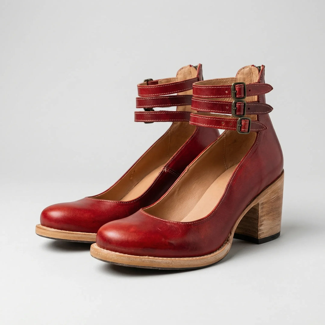 Vintrella - Zapatos de tacón grueso de inspiración vintage