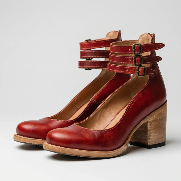 Vintrella - Zapatos de tacón grueso de inspiración vintage