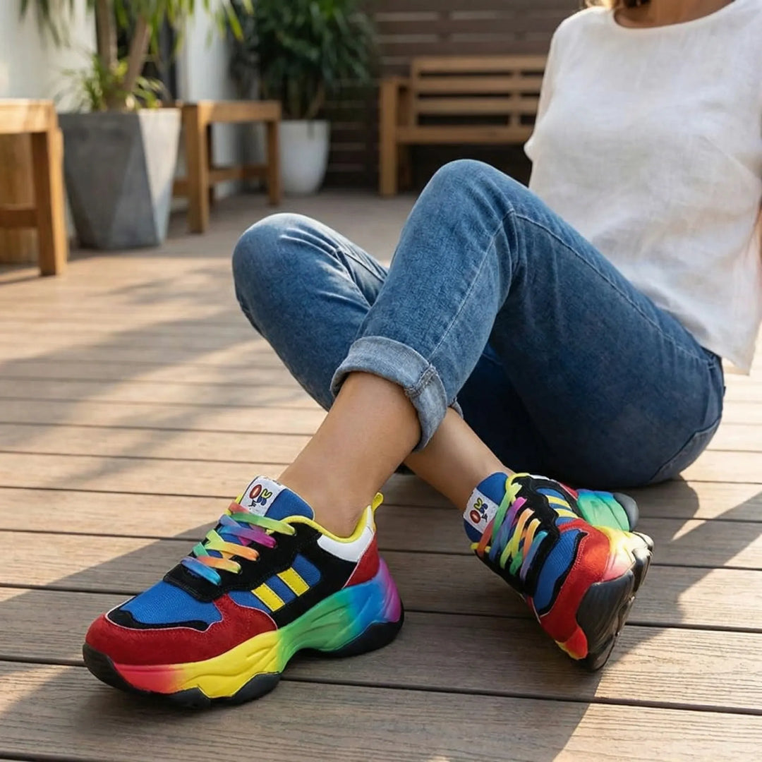 Vividex - Zapatillas deportivas con plataforma gruesa y cordones