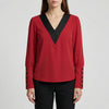 Blusa de Mujer con Manga Abullonada y Cuello en V