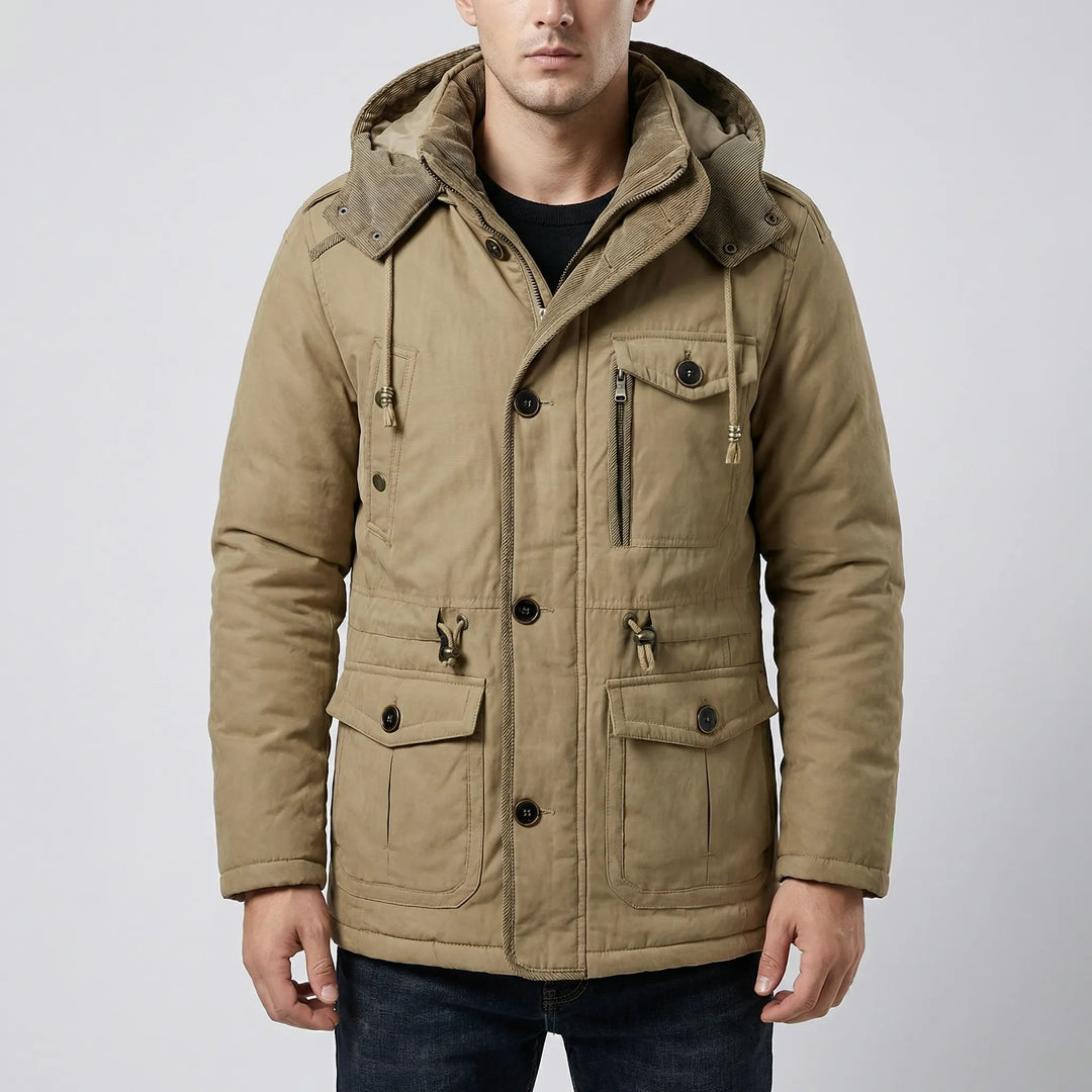 Vraktex - Chaqueta de invierno con capucha y múltiples bolsillos