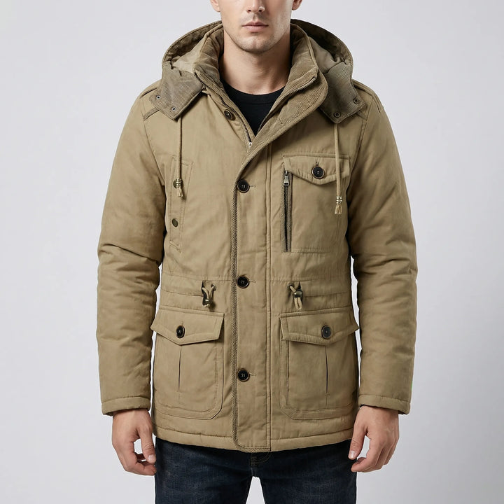 Vraktex - Chaqueta de invierno con capucha y múltiples bolsillos