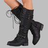 Botas Retro con Cordones y Hebilla para Mujeres