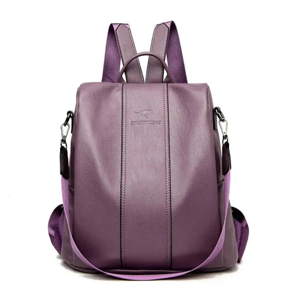 mochila de cuero antirrobo para mujer