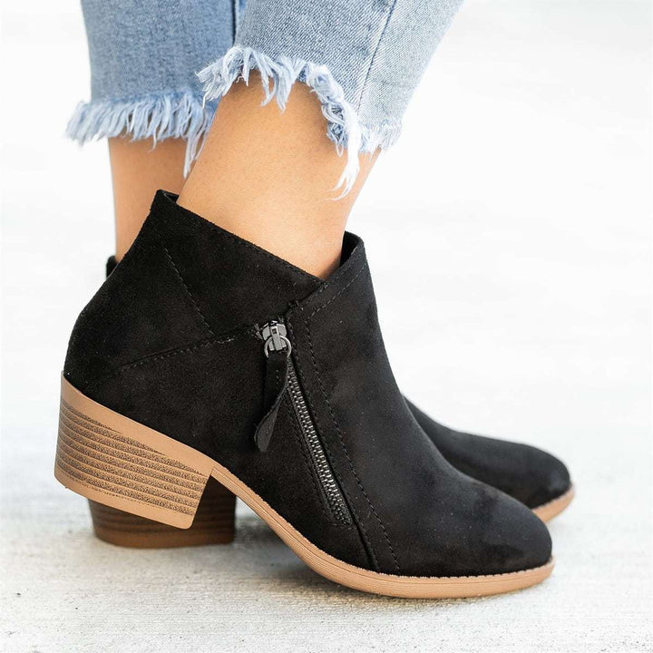 Botas de tobillo elegantes para mujer con cremallera
