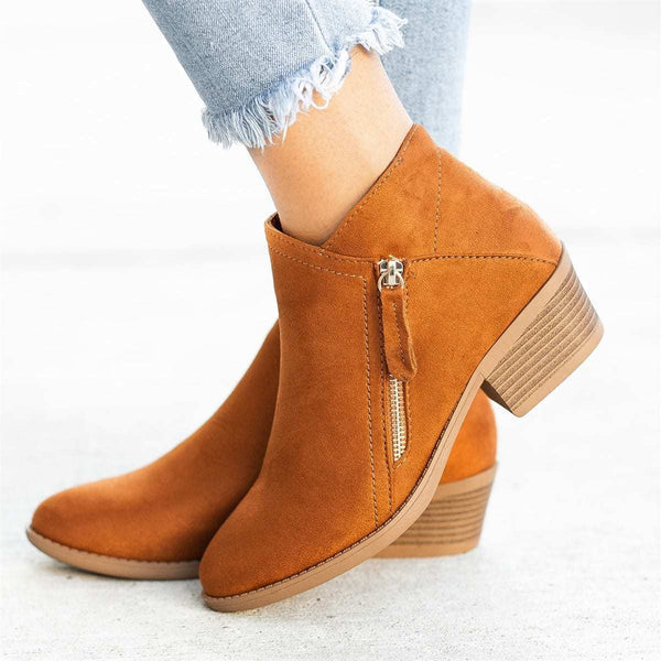 Botas de tobillo elegantes para mujer con cremallera