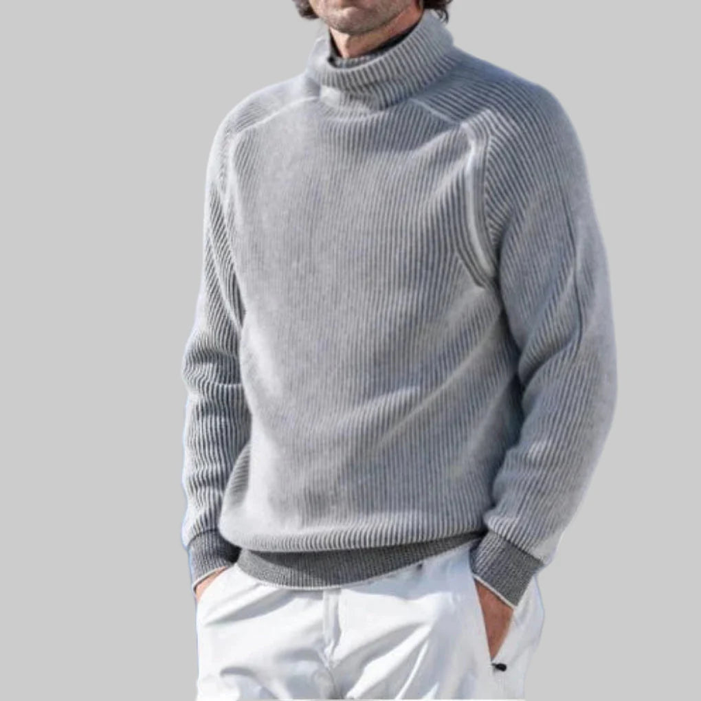 Suéter de Cuello Alto para Hombre Elegante Sencillo Tejido