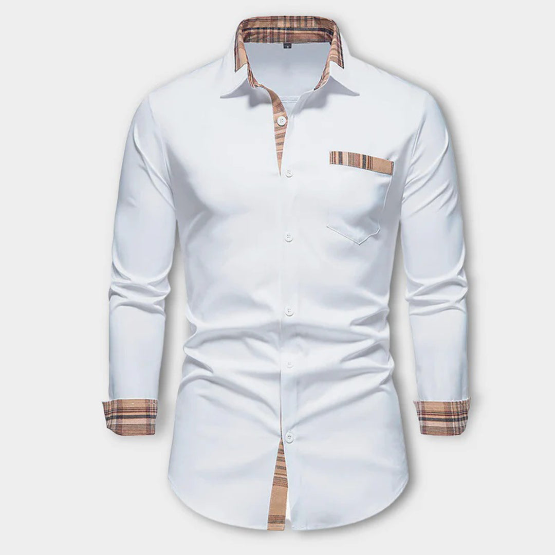 Camisa con detalles de cuadros refinados