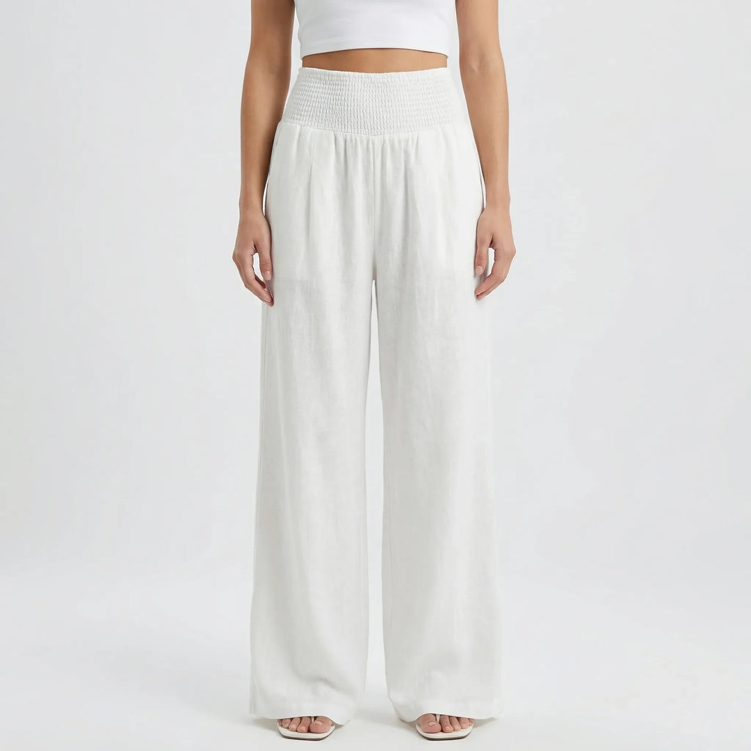 Widevelle - Pantalones palazzo de pierna ancha y talle alto