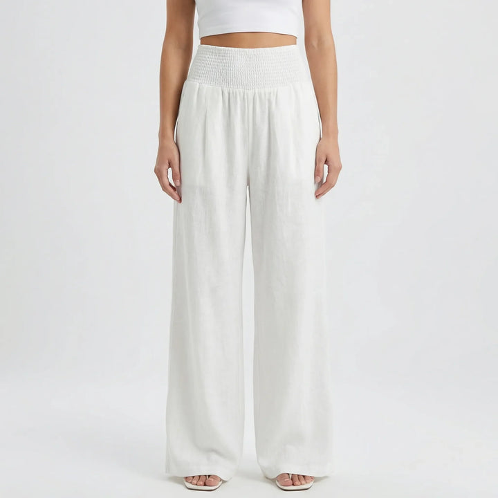 Widevelle - Pantalones palazzo de pierna ancha y talle alto
