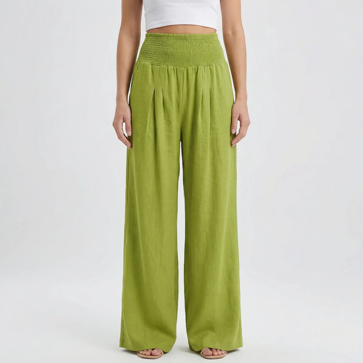 Widevelle - Pantalones palazzo de pierna ancha y talle alto