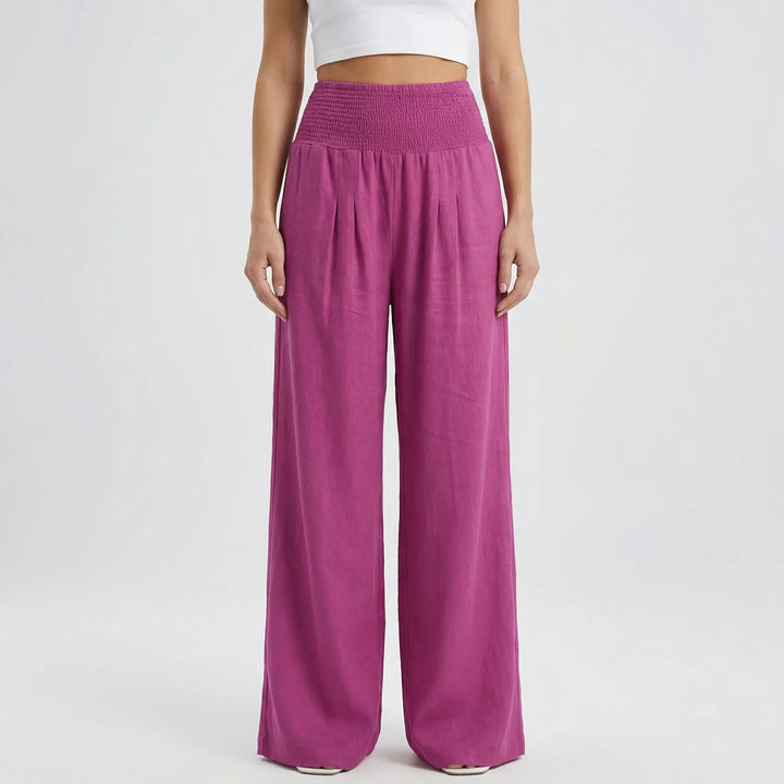Widevelle - Pantalones palazzo de pierna ancha y talle alto