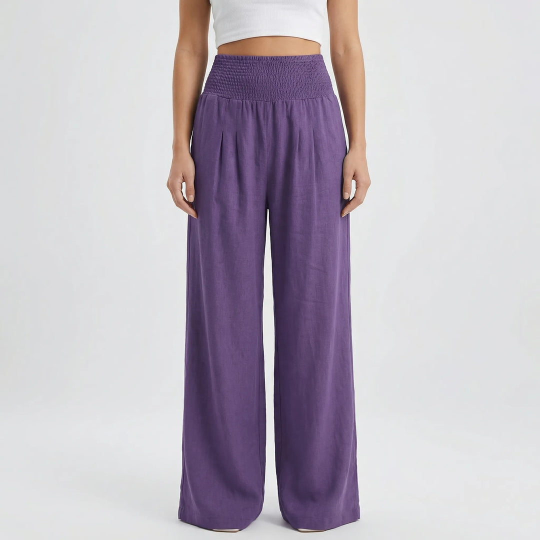 Widevelle - Pantalones palazzo de pierna ancha y talle alto