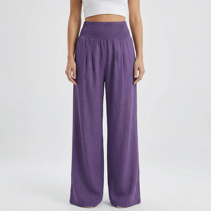 Widevelle - Pantalones palazzo de pierna ancha y talle alto