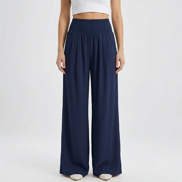 Widevelle - Pantalones palazzo de pierna ancha y talle alto