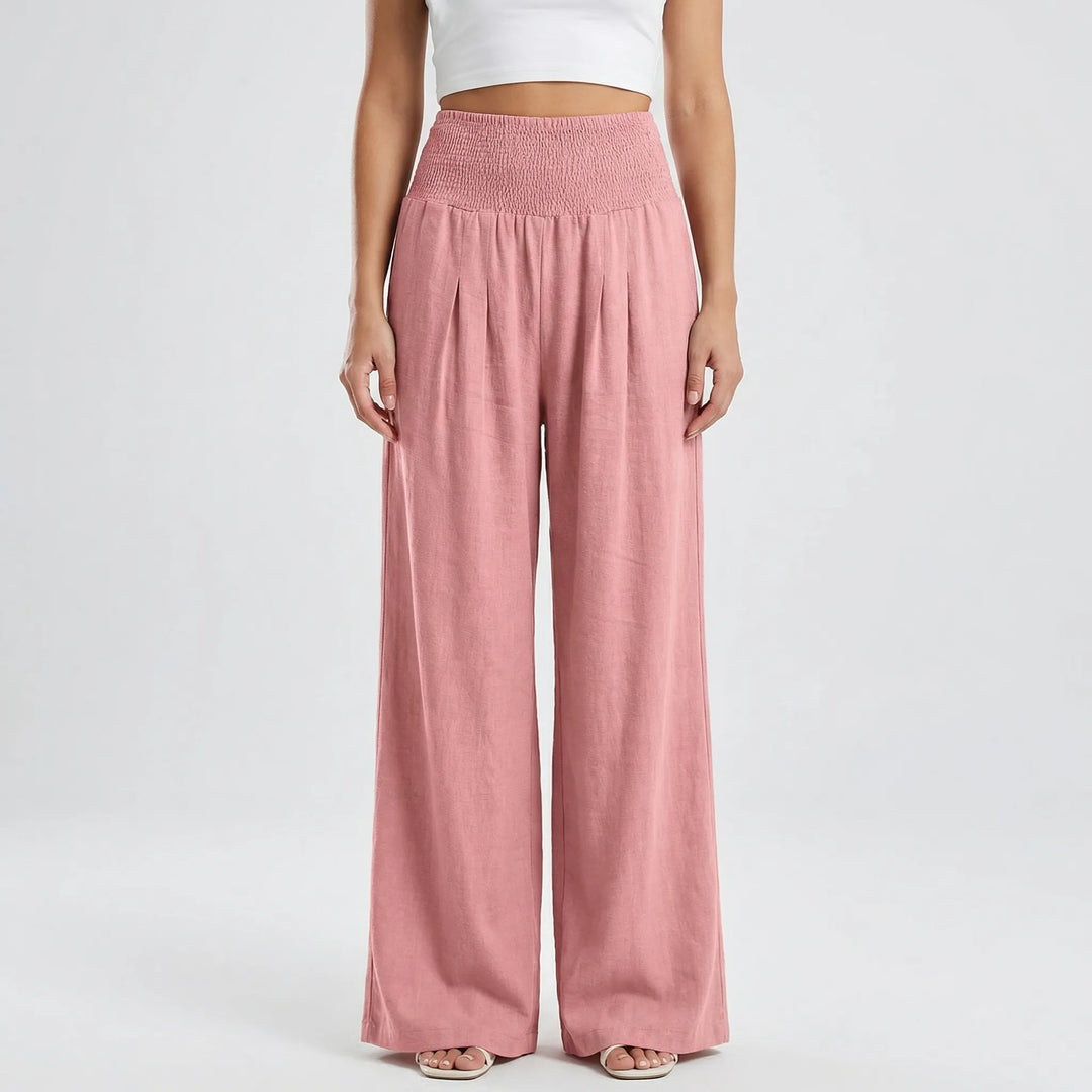 Widevelle - Pantalones palazzo de pierna ancha y talle alto