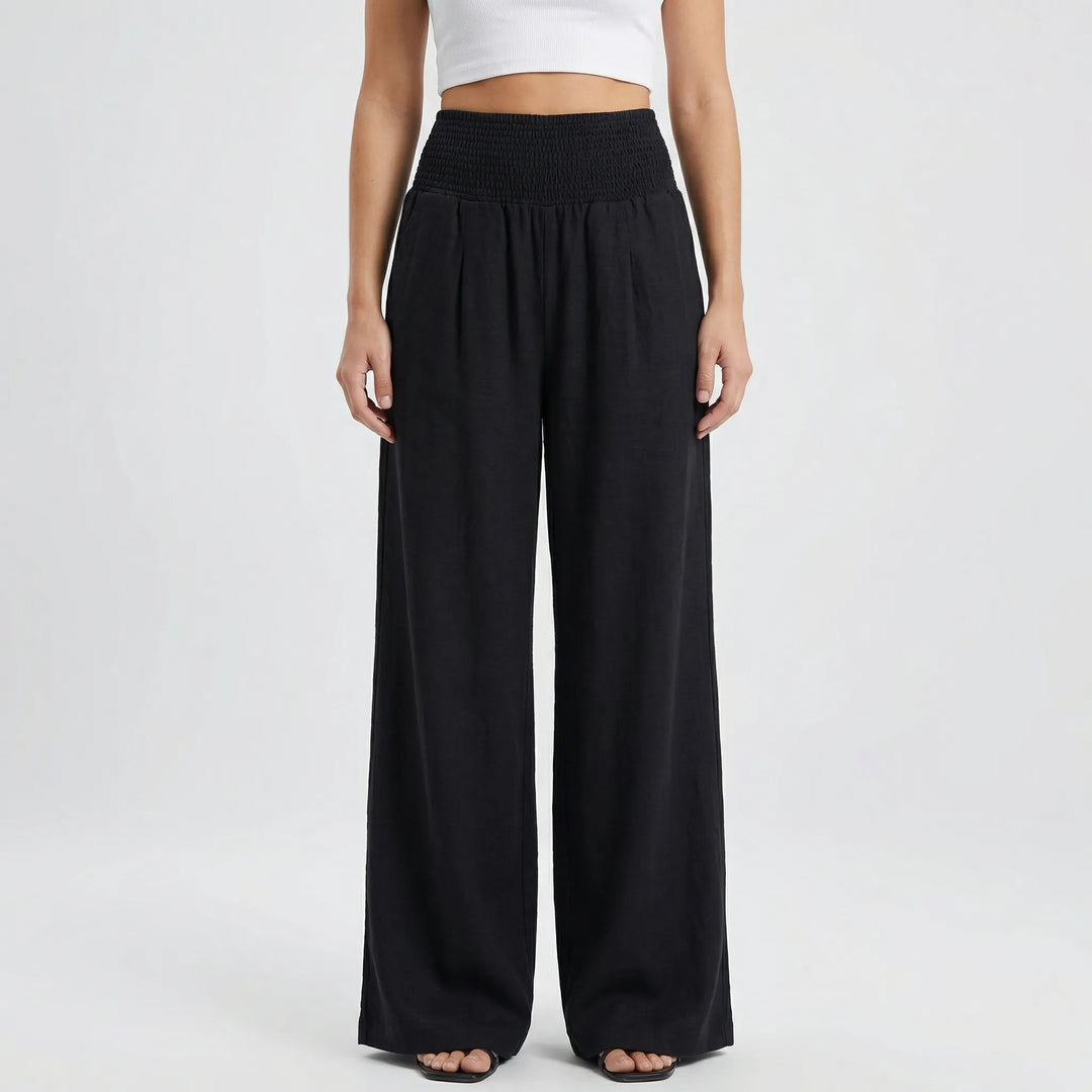Widevelle - Pantalones palazzo de pierna ancha y talle alto