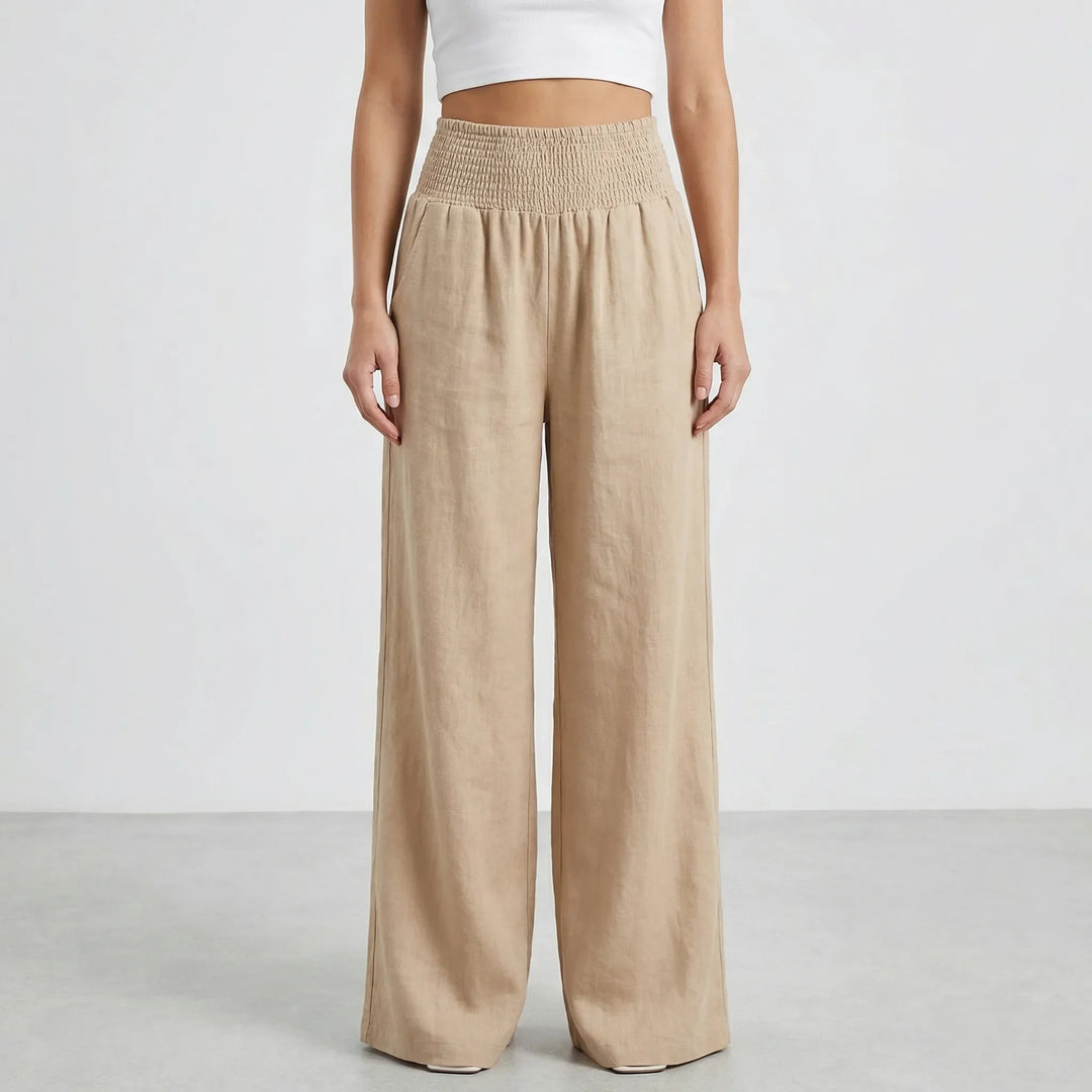 Widevelle - Pantalones palazzo de pierna ancha y talle alto