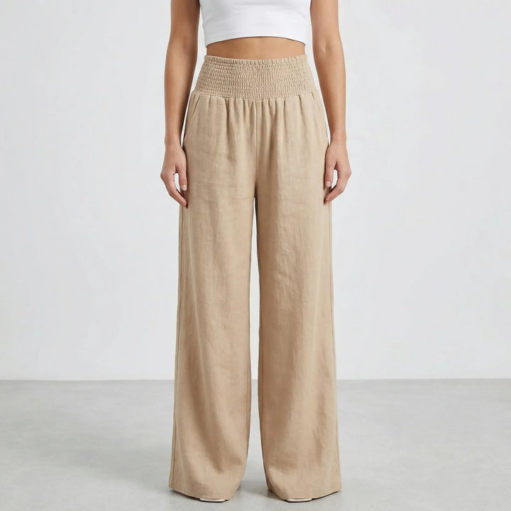 Widevelle - Pantalones palazzo de pierna ancha y talle alto