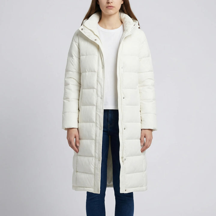 Wintrelux - Chaqueta larga de invierno acolchada con capucha