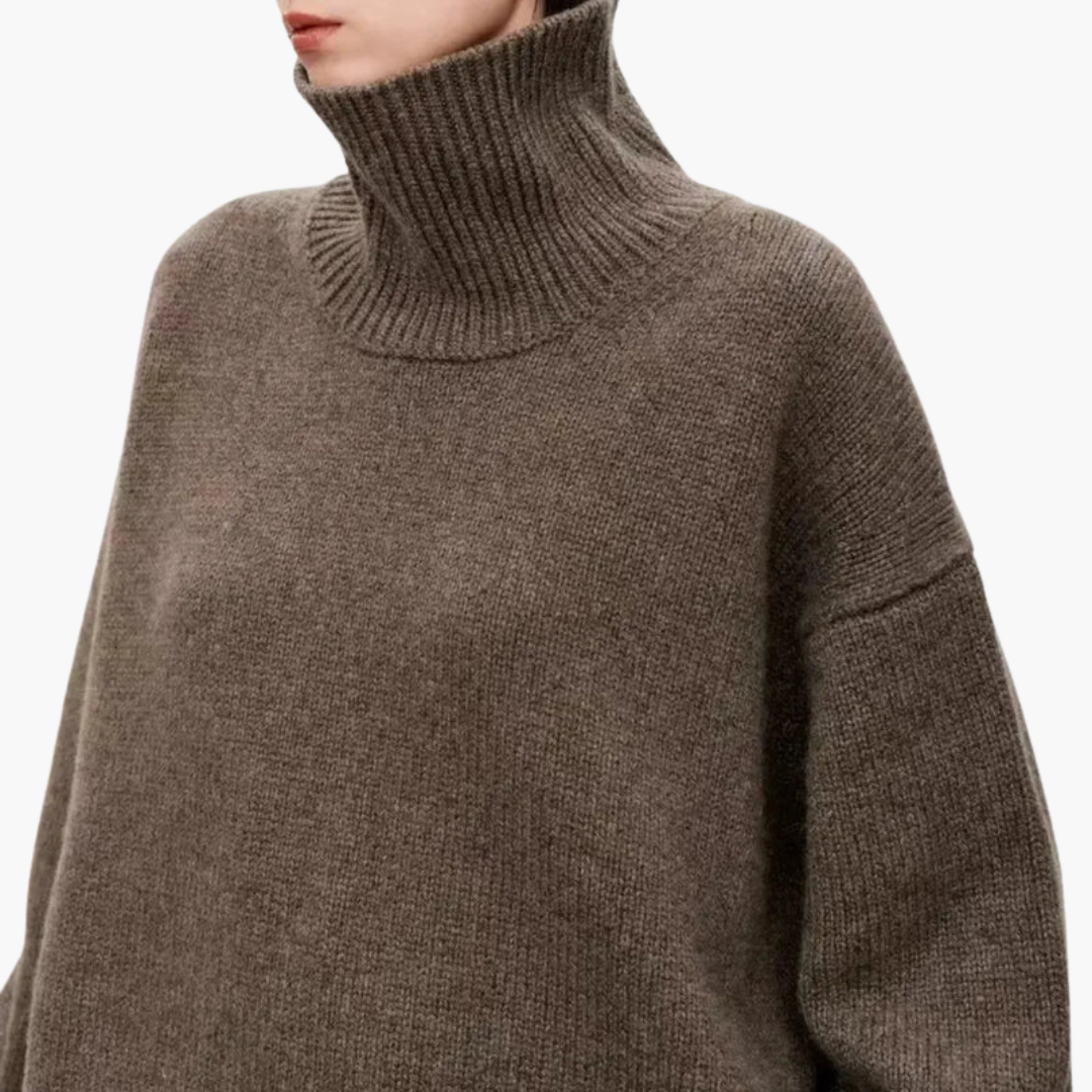 Suéter de Cuello Alto Oversized para Mujeres – Capa de Punto Relajada
