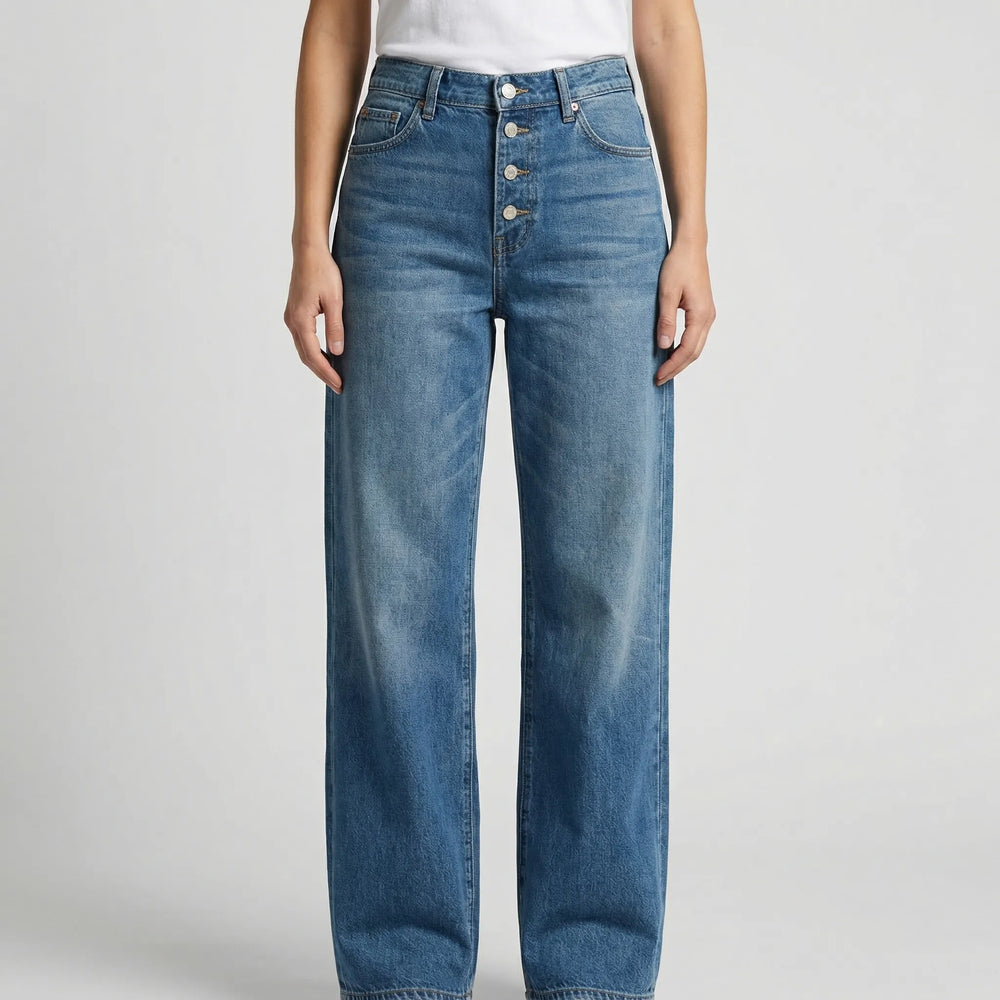 Wydara - Jeans de mujer de talle alto y pierna ancha