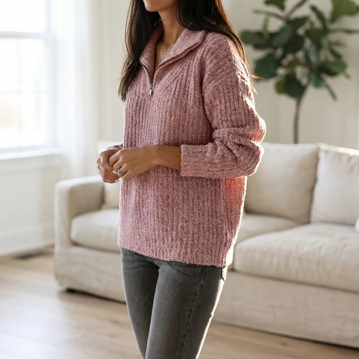 Zivelle - Jersey de cuello alto con media cremallera