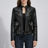 Chaqueta Moto Estilo con Cremallera Frontal Estructurada