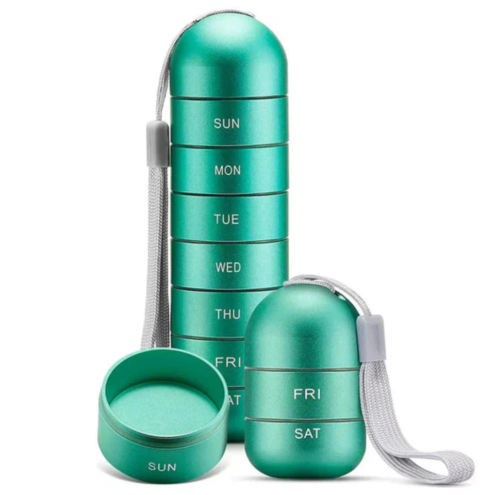 Organizador de Pastillas Portátil de Aluminio 7 Días