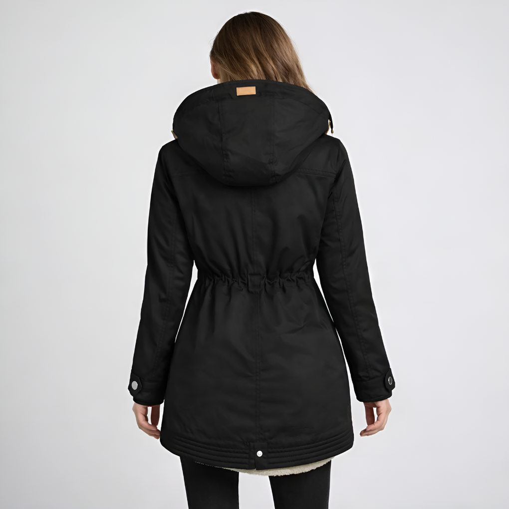 Parka para Mujeres con Capucha Forrada y Cintura con Cordón