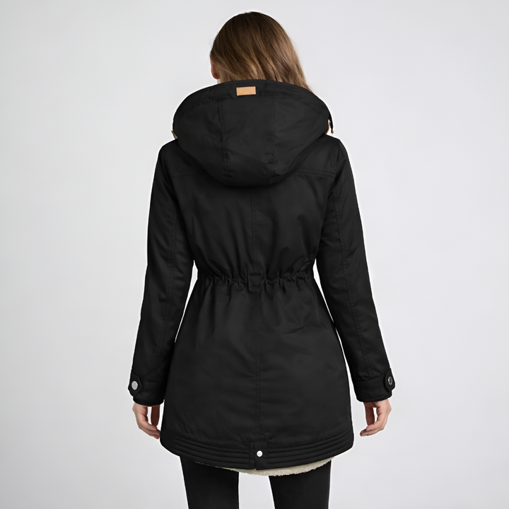 Parka para Mujeres con Capucha Forrada y Cintura con Cordón