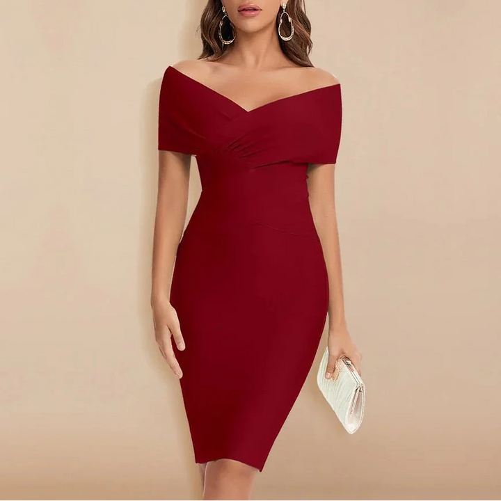 Vestido Banda V de Hombros Descubiertos